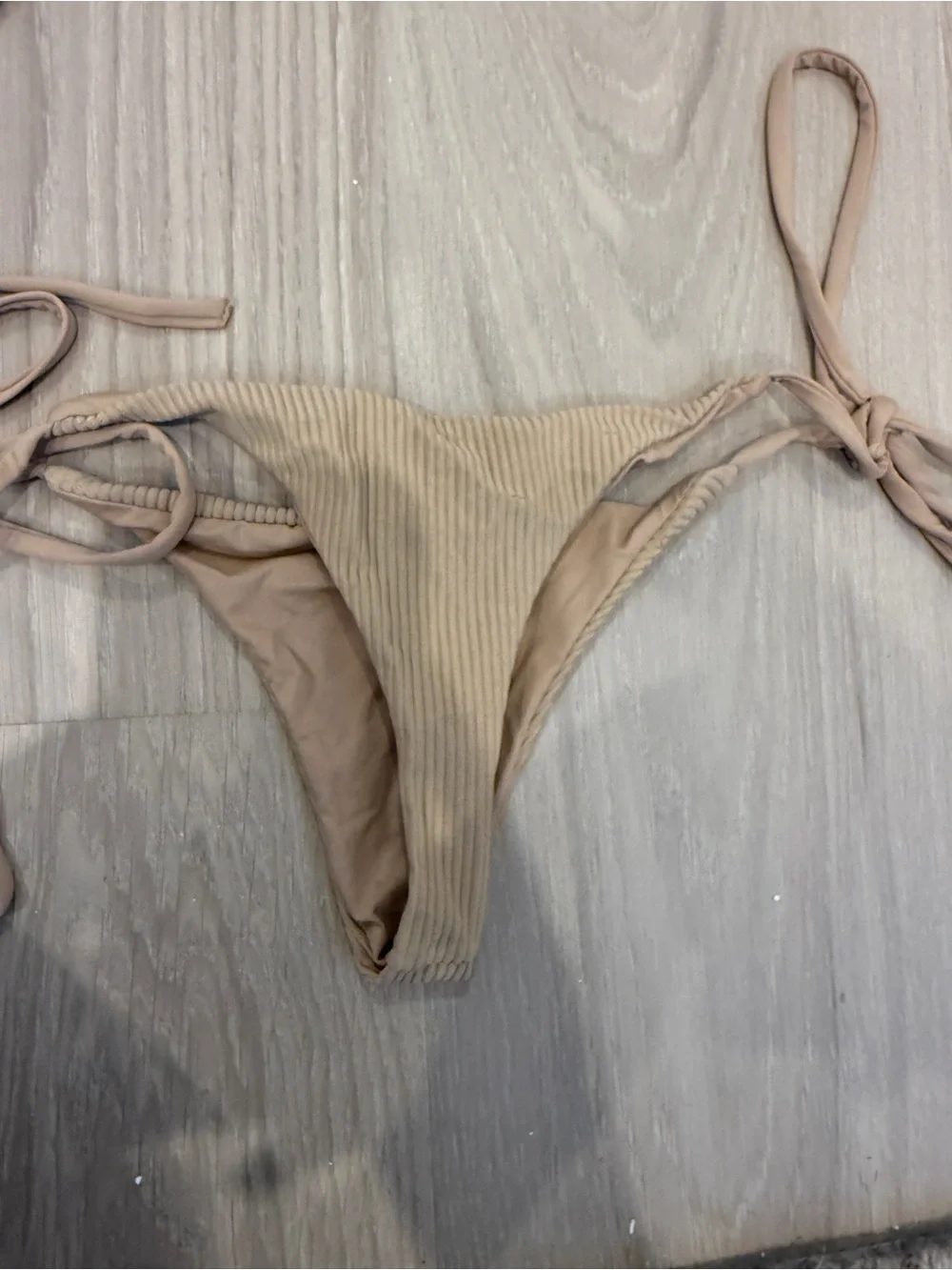 Frankie's Bikinis Tan Ribbed Triangle Bikini Set